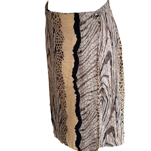 CLIO Vintage 80s Animal Print Striped Wrap Pencil Skirt SZ 12 - Picture 6 of 8